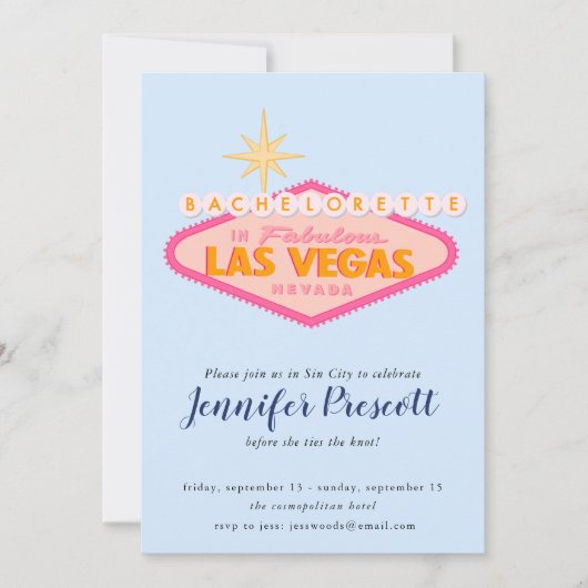 Viva Las Vegas Sign Bachelorette Party Uitnodiging (Voorkant)