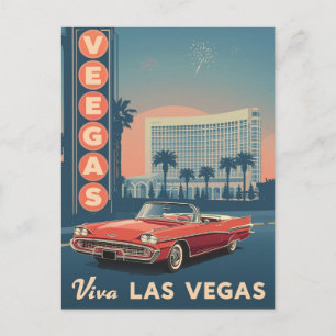 Viva Las Vegas Vintage Reis Kunst Briefkaart