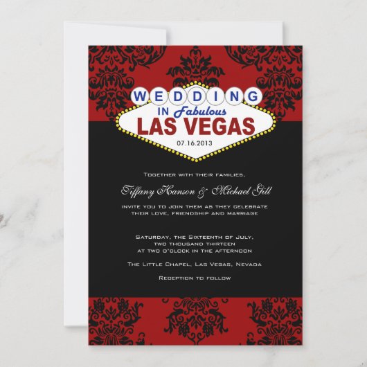 Viva Las Vegas Wedding Invitation Kaart (Voorkant)