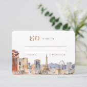 Viva Las Vegas Wedding RSVP Kaart Waterverf Street (Staand voorkant)