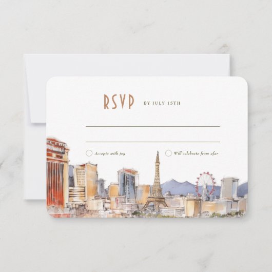 Viva Las Vegas Wedding RSVP Kaart Waterverf Street (Voorkant)