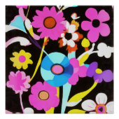 Viva Magenta Abstract Retro Boho Spring Flowers Perfect Poster (Voorkant)
