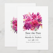 Viva Magenta Bloem Bruiloft Save The Date (Voorkant / Achterkant)