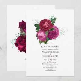 Viva Magenta Bloemen Bruidsdouche voor Koppels Kaart