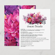 Viva Magenta Bloemen Bruiloft Gast Details