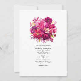 Viva Magenta Bloemen Bruiloft Kaart