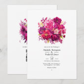 Viva Magenta Bloemen Bruiloft Kaart (Voorkant / Achterkant)