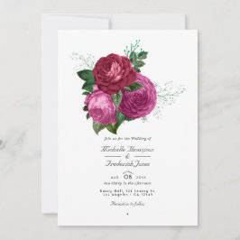 Viva Magenta Bloemen Bruiloft QR Code Rsvp Kaart