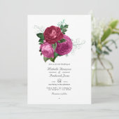 Viva Magenta Bloemen Bruiloft QR Code Rsvp Kaart (Staand voorkant)