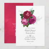 Viva Magenta Bloemen Bruiloft QR Code Rsvp Kaart (Voorkant / Achterkant)