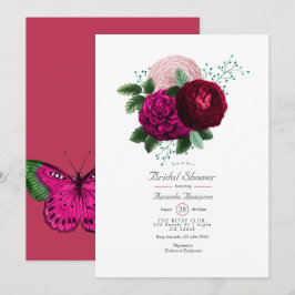 Viva Magenta Bloemen Bruiloft Uitnodiging