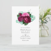 Viva Magenta Bloemen Bruiloft Uitnodiging (Staand voorkant)