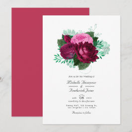 Viva Magenta Bloemen Bruiloft Uitnodiging