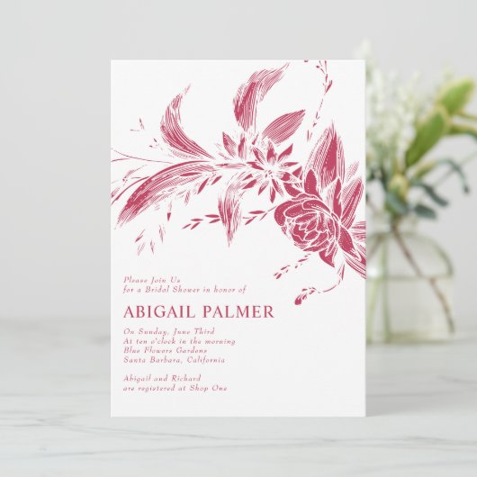 Viva magenta bloemen bruiloft vrijgezellenfeest kaart (Staand voorkant)