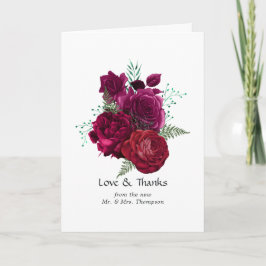 Viva Magenta Bloemen Bruiloftsfoto Bedankkaart