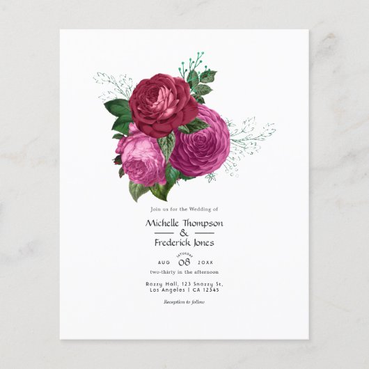 Viva Magenta Bloemen Bruiloftsinvatie Flyer (Voorkant)