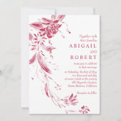 Viva magenta bloemenslinger QR code bruiloft Kaart (Voorkant)