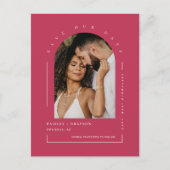 Viva Magenta Boho Arch Photo QR Code Save our Date Briefkaart (Voorkant)