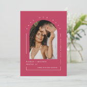 Viva Magenta Boho Arch Photo QR Code Save our Date Kaart (Staand voorkant)