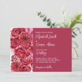 Viva magenta burgundy bloemen roos bruiloft kaart (Staand voorkant)