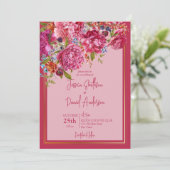 Viva magenta burgundy peonies elegant kaart (Staand voorkant)