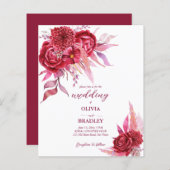 Viva magenta burgundy rozen budget nodigt u uit (Voorkant / Achterkant)