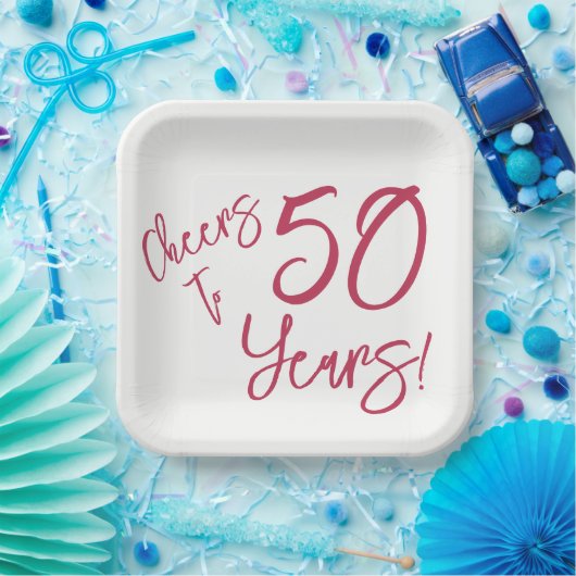 Viva Magenta Cheers tot 50 jaar Papieren Bordje (Feest)