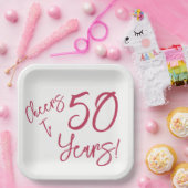 Viva Magenta Cheers tot 50 jaar Papieren Bordje (Feest)