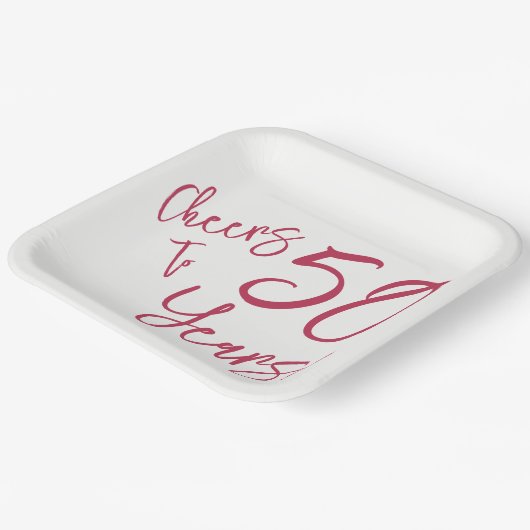 Viva Magenta Cheers tot 50 jaar Papieren Bordje (Gebogen)