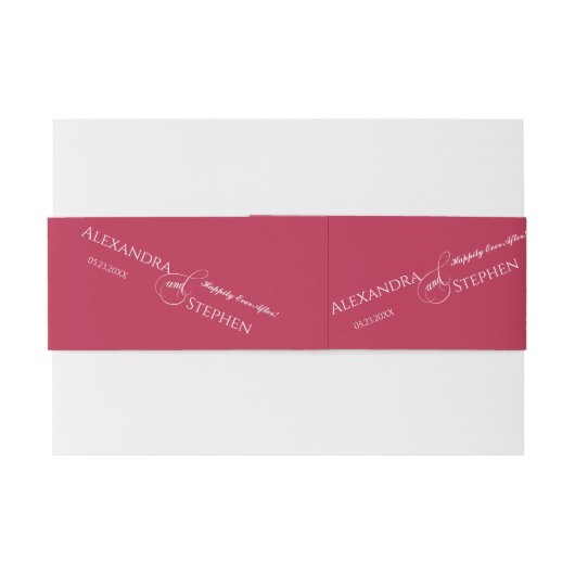 Viva Magenta Chic Calligraphy Couple Name Wedding Uitnodigingen Wikkel (Achterkant Voorbeeld)