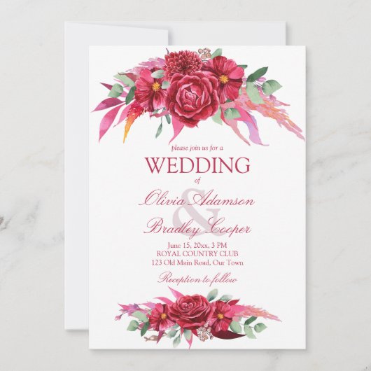 Viva magenta crimson burgundy bloemen roos kaart (Voorkant)