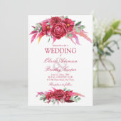 Viva magenta crimson burgundy bloemen roos kaart (Staand voorkant)