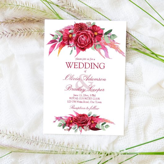 Viva magenta crimson burgundy bloemen roos kaart