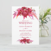 Viva magenta crimson burgundy bloemen roos kaart (Staand voorkant)