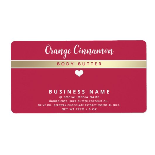 Viva magenta Eenvoudig modern wit hart product  Etiket (Voorkant)