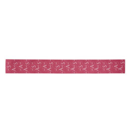 Viva Magenta Elegant Calligraphy Monogram Wedding Satijnen Lint