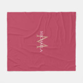 Viva Magenta Elegant Moderne Monogram Sjabloon Fleece Deken (Voorkant (Horizontaal))