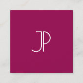 Viva Magenta Elegant Trend Color Monogram Initiaal Vierkante Visitekaartje (Voorkant)