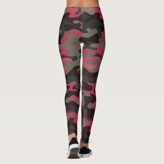 Viva Magenta en Gray Camo Leggings (Achterkant)