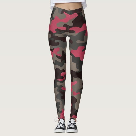 Viva Magenta en Gray Camo Leggings (Voorkant)