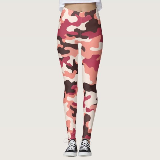 Viva Magenta en Roze Camo Leggings (Voorkant)
