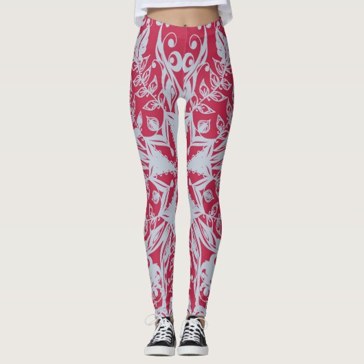 Viva Magenta en Silver Leggings (Voorkant)