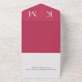 Viva Magenta en White-Monogram-Wedding- All In One Uitnodiging (Buitenkant)