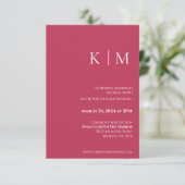 Viva Magenta en White-Monogram-Wedding- Kaart (Staand voorkant)
