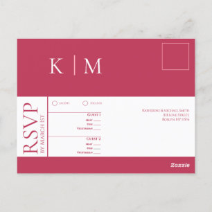 Viva Magenta en White-RSVP-Wedding- Briefkaart