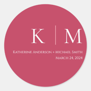 Viva Magenta en White-Wedding- Ronde Sticker