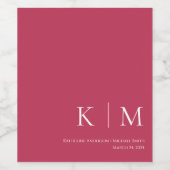 Viva Magenta en Wit-Bruiloft- Wijn Etiket (Enkel label)