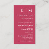Viva Magenta en wit-Modern-Save the Date- Visitekaartje (Voorkant)