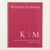 Viva Magenta en Wit- Monogram-Bruiloft-Planner Planner (Voorkant)