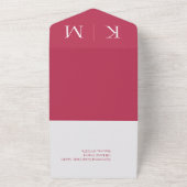 Viva Magenta en Wit- Monogram-Modern-Wedding- All In One Uitnodiging (Buitenkant)
